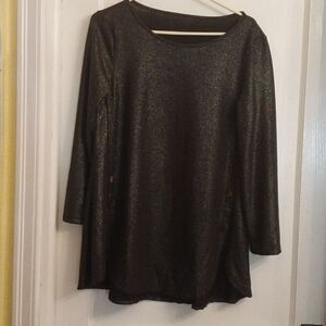NWOT Women Black Metallic Long Sleeve Party Top Size XL